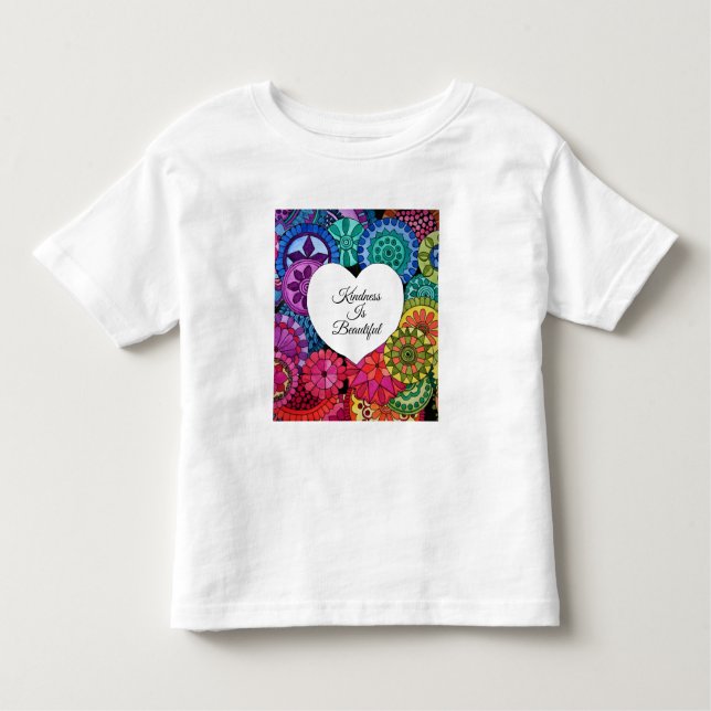 Watercolor Rainbow Mandala With Heart Toddler T-Shirt (Front)