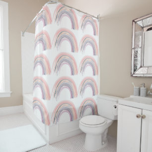 Watercolor Rainbow Muted Colours Boho Chic Shower Curtain