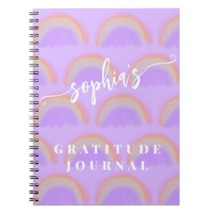 Watercolor rainbow name personalised notebook