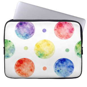 Watercolor Rainbow Orb Polka Dot Pattern Laptop Sleeve