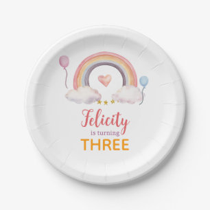 Watercolor Rainbow Party Paper Plate
