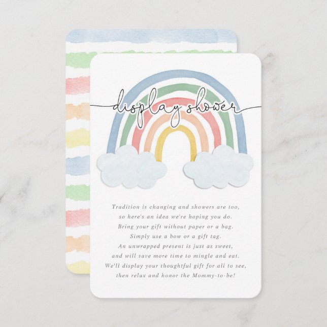 Watercolor rainbow pastel display shower enclosure card (Front/Back)