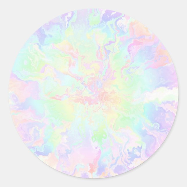 Watercolor Rainbow Pastel Flower Classic Round Sticker (Front)