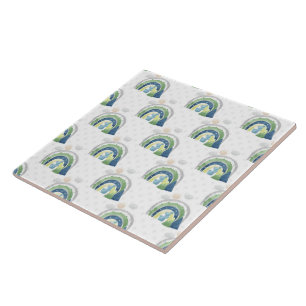 Watercolor Rainbow Pattern Ceramic Tile