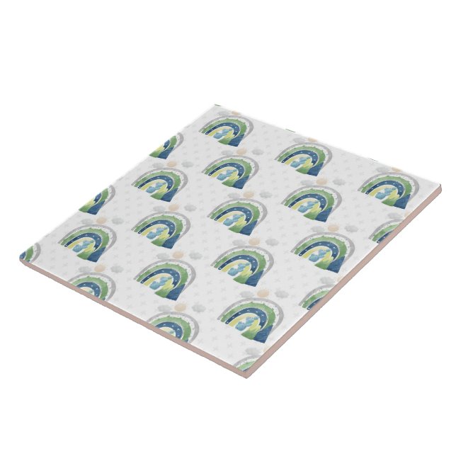 Watercolor Rainbow Pattern Ceramic Tile (Side)