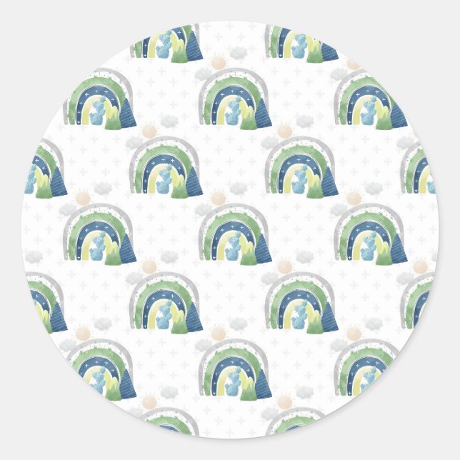Watercolor Rainbow Pattern Classic Round Sticker (Front)