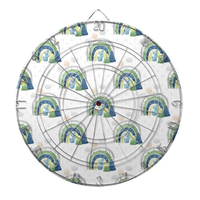 Watercolor Rainbow Pattern Dartboard (Front)