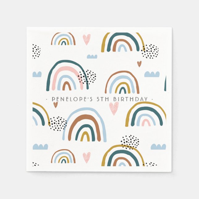 Watercolor Rainbow Pattern | Personalised Napkin (Front)
