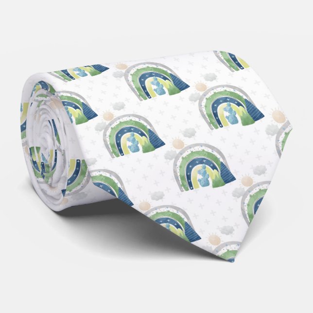Watercolor Rainbow Pattern Tie (Rolled)
