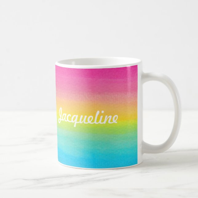 Watercolor Rainbow Personalised Mug (Right)