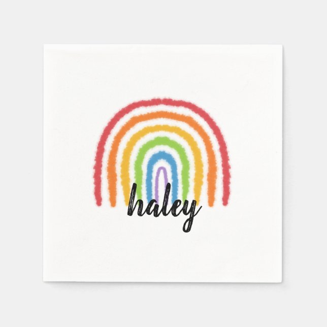 Watercolor Rainbow Personalised Party Napkins (Front)