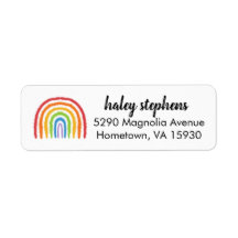 Watercolor Rainbow Personalised Return Address Lab