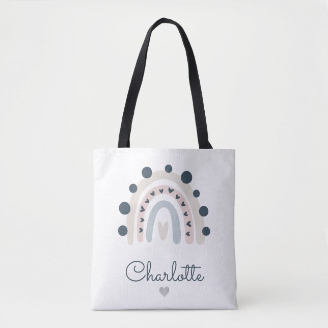 Watercolor Rainbow Personalised  Tote Bag (Front)