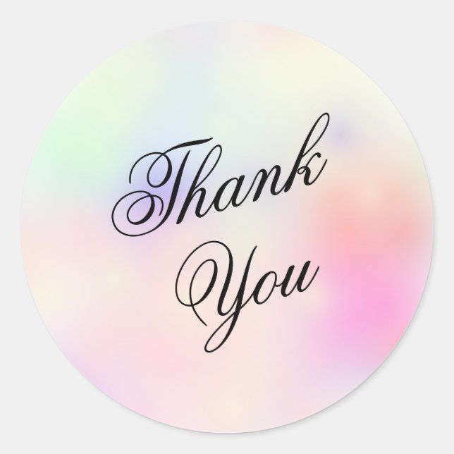 Watercolor Rainbow Pink Thank You Classic Round Sticker (Front)