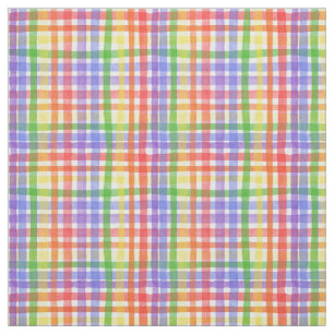 Watercolor Rainbow Plaid / Gingham Fabric