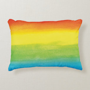Watercolor Rainbow Pride Bright and Vibrant Decorative Cushion