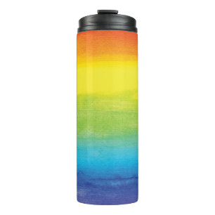 Watercolor Rainbow Pride Bright Vibrant Thermal Tumbler