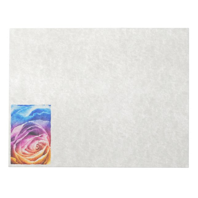 Watercolor Rainbow Rose Notepad (Front)