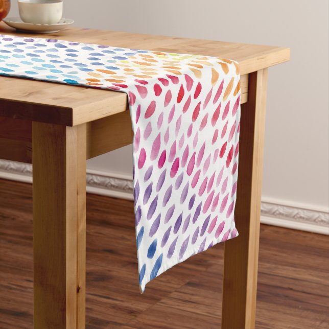 Watercolor Rainbow Short Table Runner (In Situ)