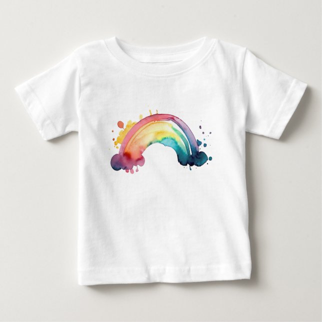 Watercolor Rainbow Splash Baby T-Shirt (Front)