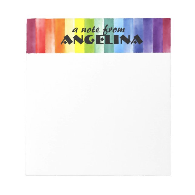 Watercolor rainbow splash white letter notepad (Front)