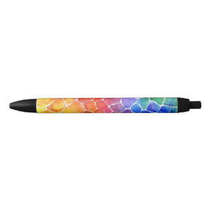 Watercolor Rainbow Stained Glass Black Ink Pen