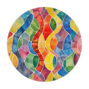 Watercolor Rainbow Stained Glass Cutting Board