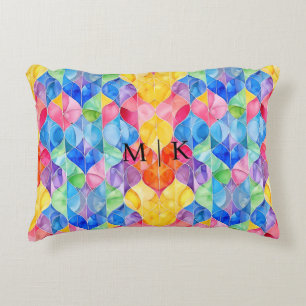 Watercolor Rainbow Stained Glass Decorative Cushion
