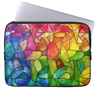 Watercolor Rainbow Stained Glass Laptop Sleeve