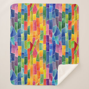 Watercolor Rainbow Stained Glass Sherpa Blanket