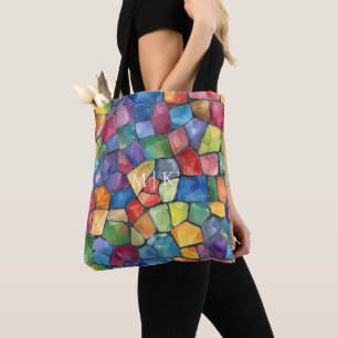 Watercolor Rainbow Stained Glass Tote Bag
