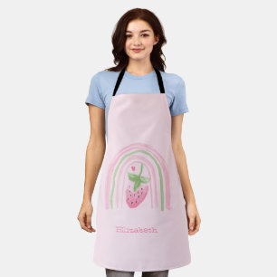 Watercolor Rainbow Strawberry  Apron