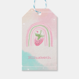 Watercolor Rainbow Strawberry   Gift Tags