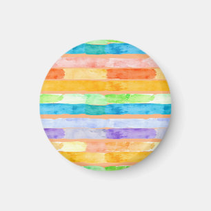 Watercolor Rainbow Stripes Abstract Magnet