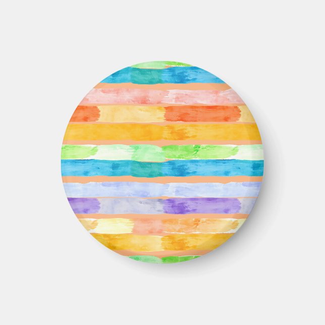 Watercolor Rainbow Stripes Abstract Magnet (Front)