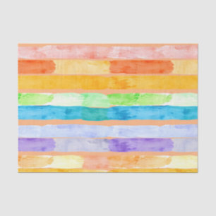 Watercolor Rainbow Stripes Abstract Tissue Paper