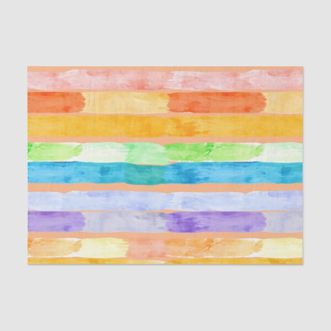 Watercolor Rainbow Stripes Abstract Tissue Paper (Front)
