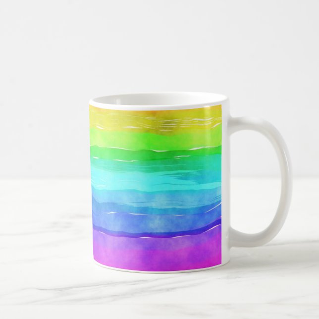 Watercolor Rainbow Stripes Coffee Mug (Right)