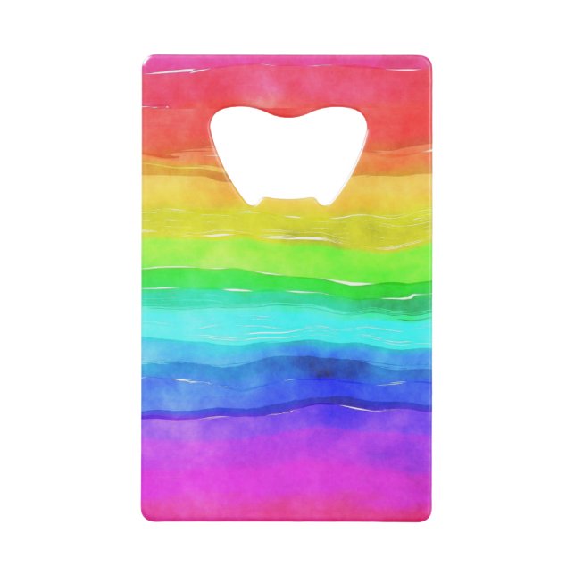Watercolor Rainbow Stripes Design Bottle Opener (Front)