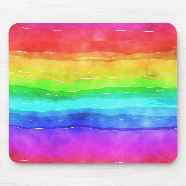 Watercolor Rainbow Stripes Design Mouse Pad (Front)