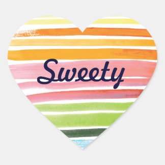 Watercolor rainbow stripes heart sticker