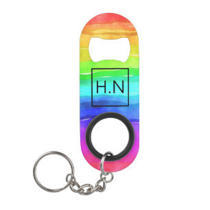Watercolor Rainbow Stripes Monogram