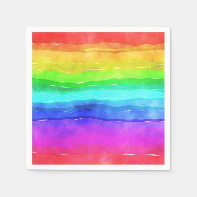Watercolor Rainbow Stripes  Napkin (Front)