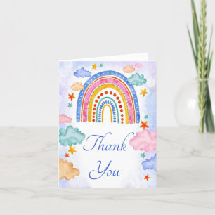 Watercolor rainbow thank you card