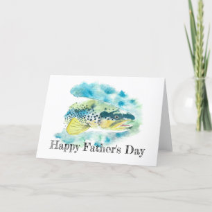 Watercolor Rainbow Trout Father's Day Card