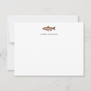 Watercolor Rainbow Trout Fishing Flat Card