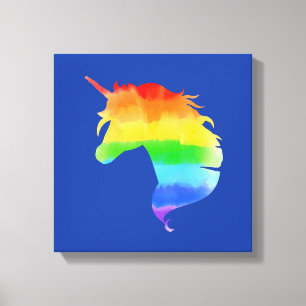 Watercolor Rainbow Unicorn Canvas Print