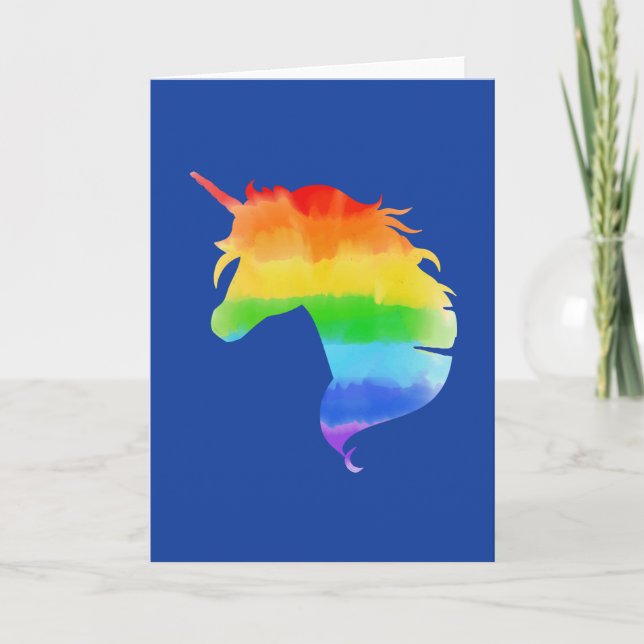 Watercolor Rainbow Unicorn Card (Front)