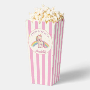 Watercolor Rainbow Unicorn  Movie Popcorn Pink Favour Box