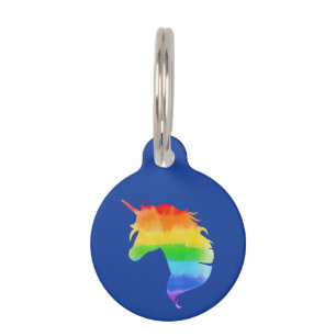 Watercolor Rainbow Unicorn Pet Tag
